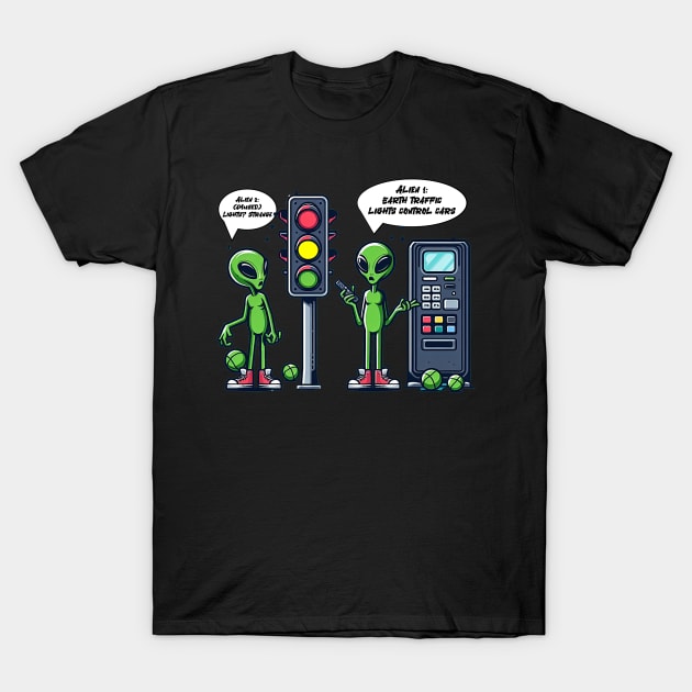aliens traffic T-Shirt by AOAOCreation